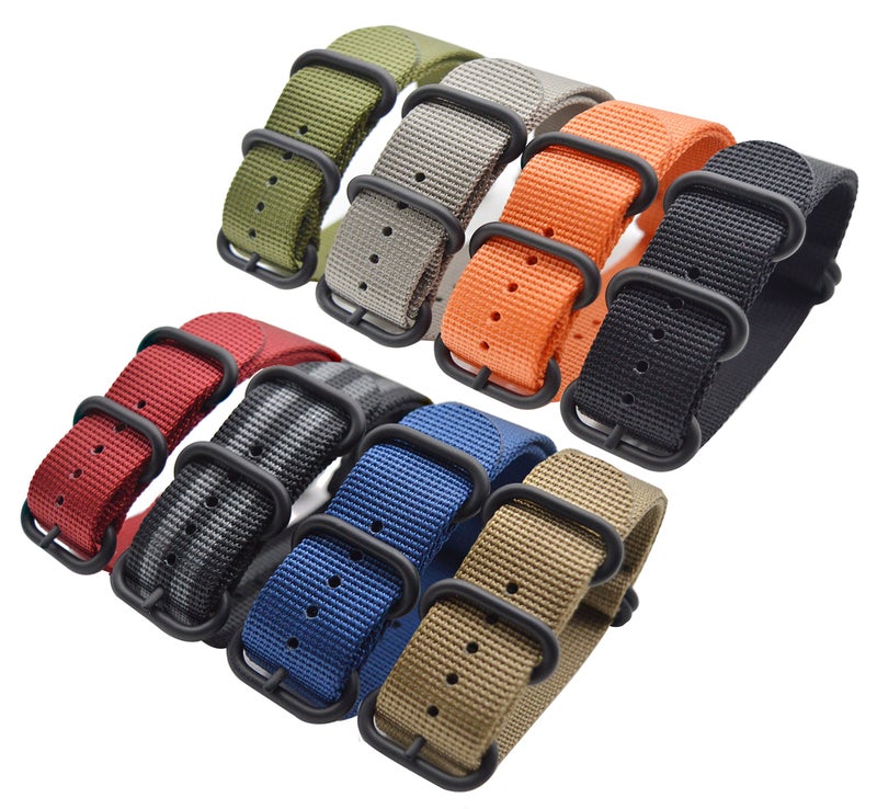 ArtStyle Watch Band with Ballistic Nylon Material Strap and High-End Black Buckle (Matte Finish Buckle) (Blue, 20mm) - Image 2